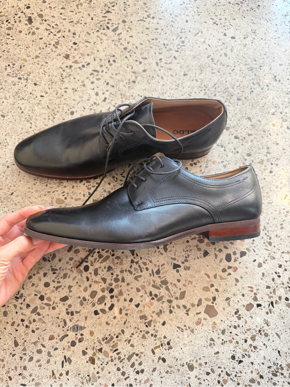 ALDO-Men's Black Leather Dress Oxfords - Classic Lace-Up